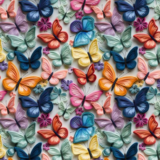 3d Embroidered Butterflies Cotton