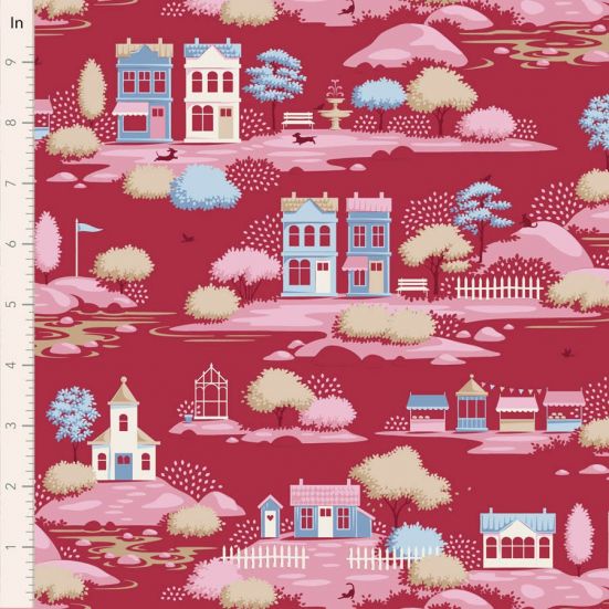 Tilda Village Life Village Blue Cotton