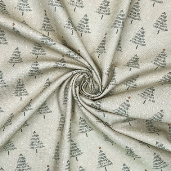 Christmas Trees, Natural Cotton Panama