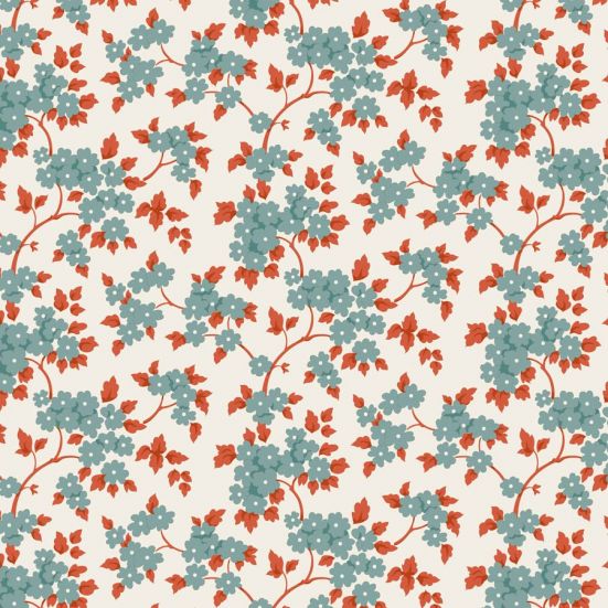 Tilda Village Life Ruth Teal Cotton