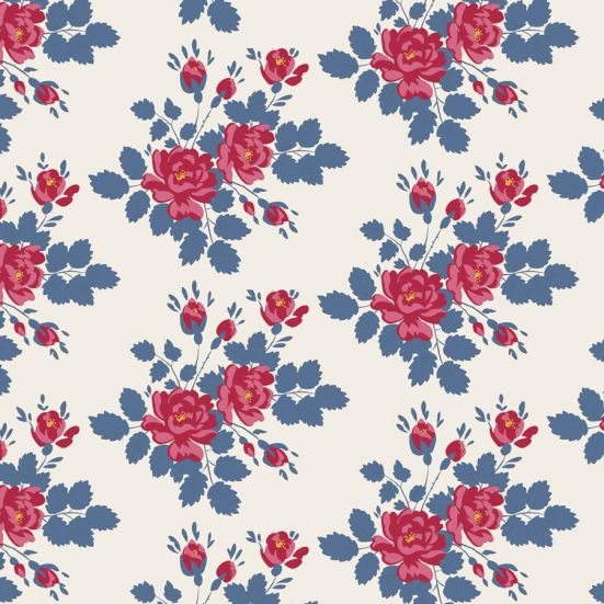Tilda Village Life Myrtle Blue Cotton