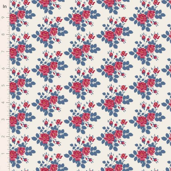 Tilda Village Life Myrtle Blue Cotton