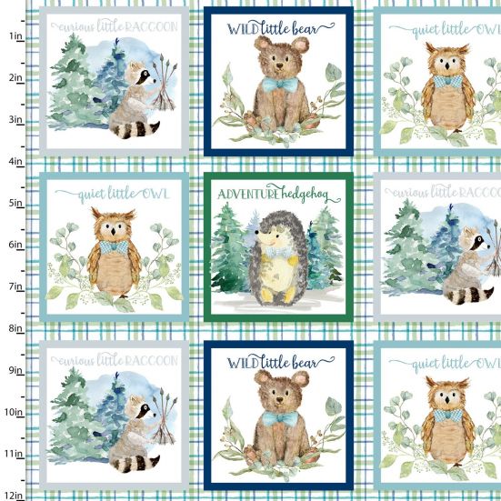 Forest Friends Blue Plaid Patch Cotton