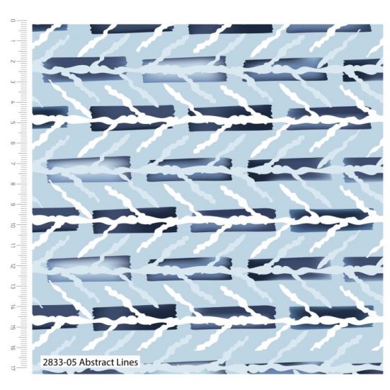 Indigo Elements Abstract Lines Cotton