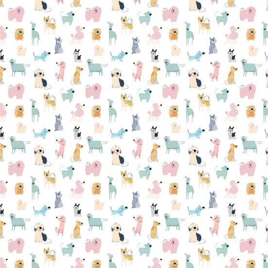 Scribble Dogs Polycotton