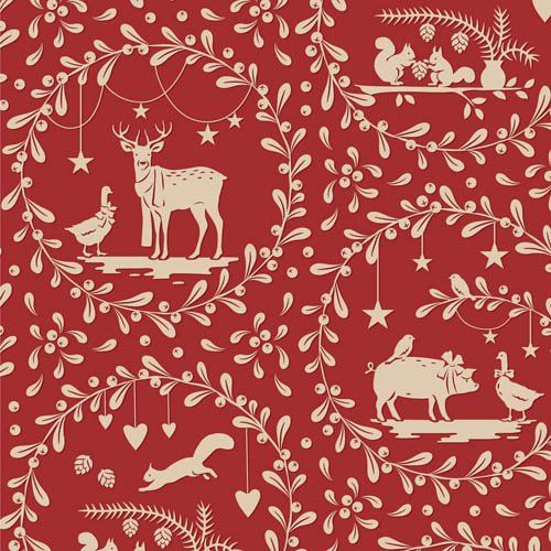 Tilda Merry Little Christmas Paperscenes Burgundy Cotton