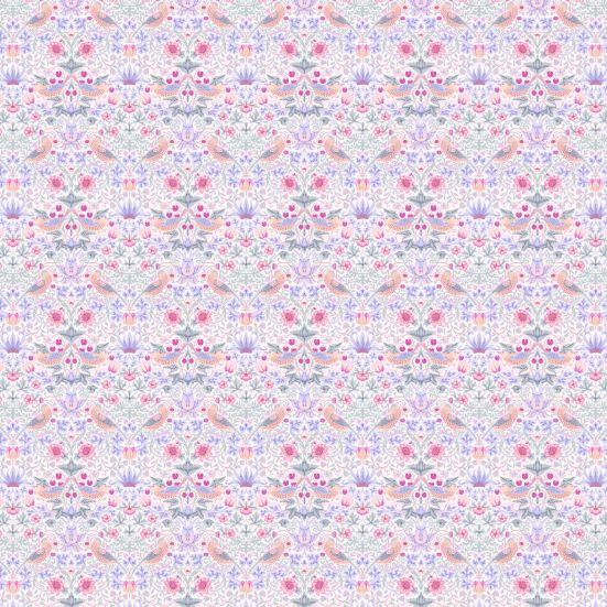 Strawberry Thief Pastel Lilac Polycotton