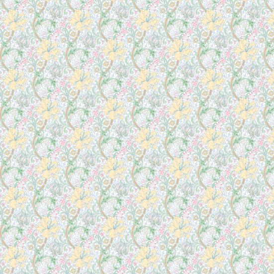 Golden Lily Pastel Green Polycotton
