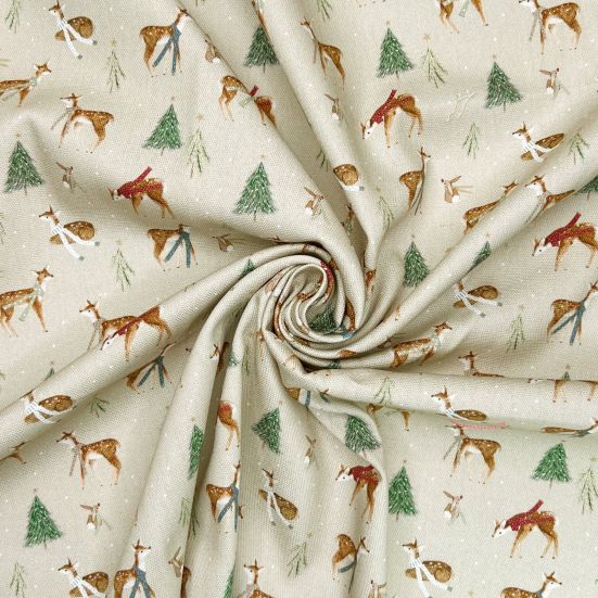 Winter Deer's, Natural Cotton Panama