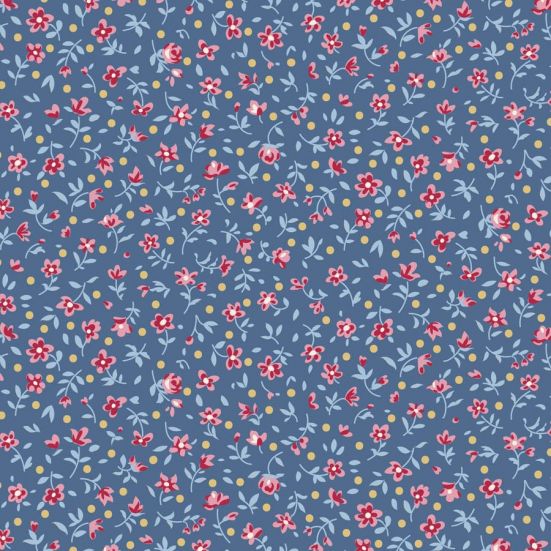 Tilda Village Life Mae Blue Cotton