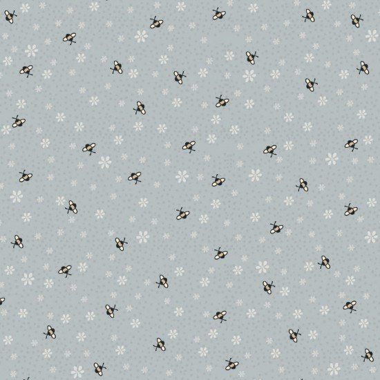 Lynette Anderson Busy Bees Periwinkle Cotton