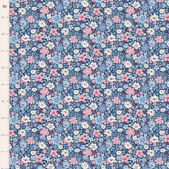 Tilda Village life Esther Blue Cotton