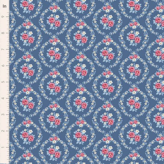 Tilda Village Life Marble Blue Cotton