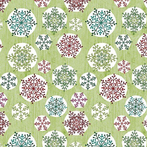 Stof My Hearts Belongs to Christmas Green with Snowflake Cotton