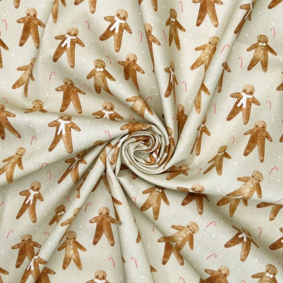 Gingerbread Man, Natural Cotton Panama