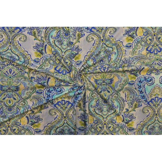 Peacock Paisley Viscose Crepe Jersey Lady Mcelroy