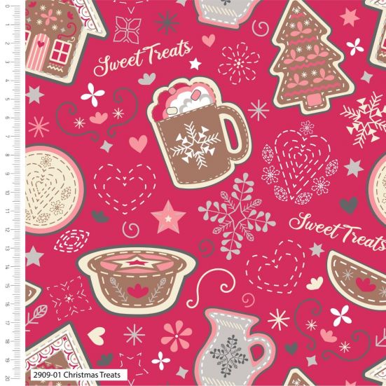 Christmas Treats Pink Cotton