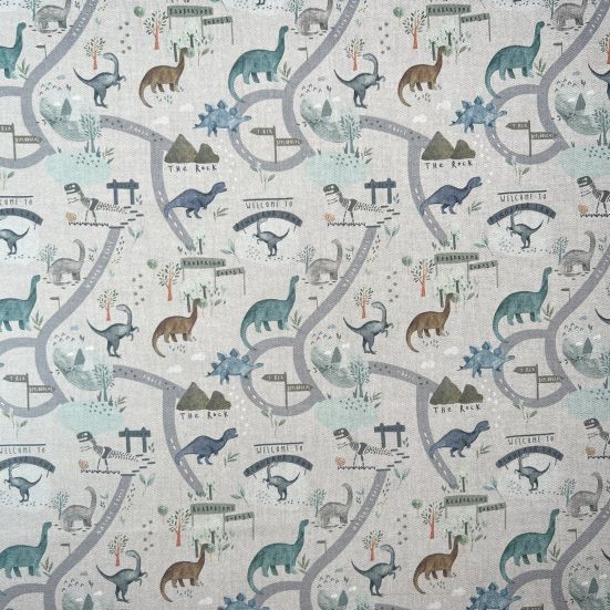 Dinosaur Land Linen, Cotton Panama