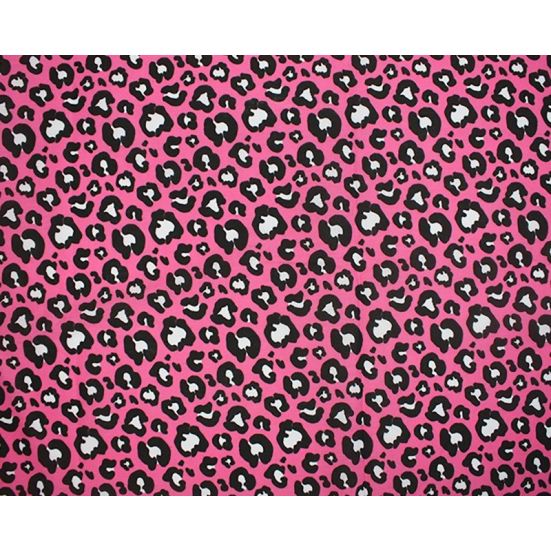 Polycotton, Pink with Black and White animal print