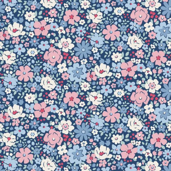 Tilda Village life Esther Blue Cotton