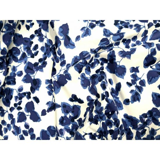 Jardin Cotton Sateen Leaves Blue & White