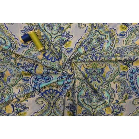 Peacock Paisley Viscose Crepe Jersey Lady Mcelroy