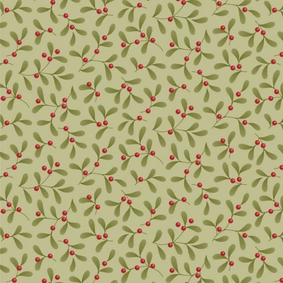 Tilda Merry Little Christmas Mistletoe Pistachio Cotton