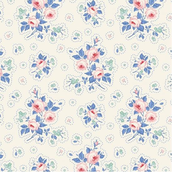 Tilda Something Blue Fabric  First Kiss Cream