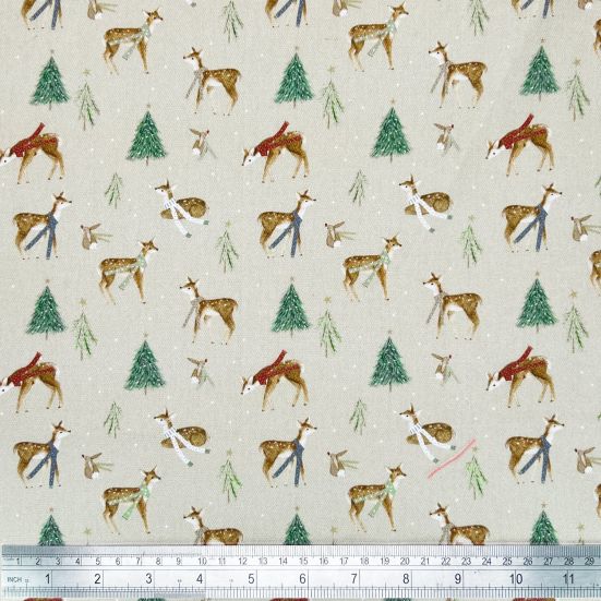 Winter Deer's, Natural Cotton Panama