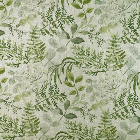 Green and Grey Floral Cotton Canvas