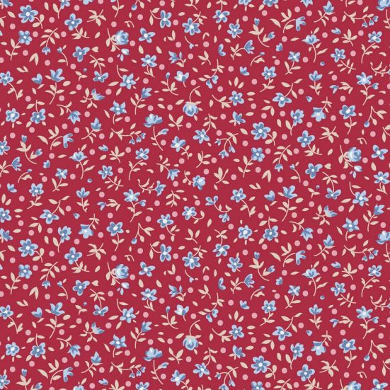 Tilda Village Life Mae Burgundy Cotton