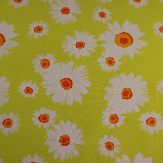 Polycotton, Lime Green with White Flower