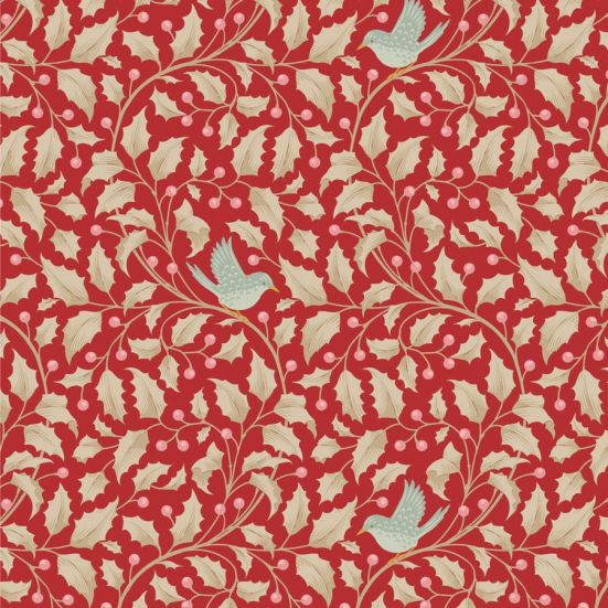Tilda Merry Little Christmas Holly Red Cotton