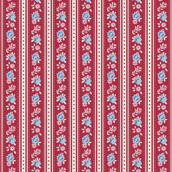 Tilda Village Life Agnes Burgundy Cotton