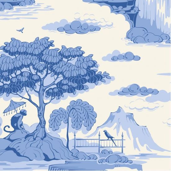 Tilda Something Blue Fabric Cottonview Cream