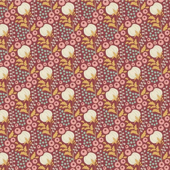 Tilda Sanctuary Cotton Field Maroon