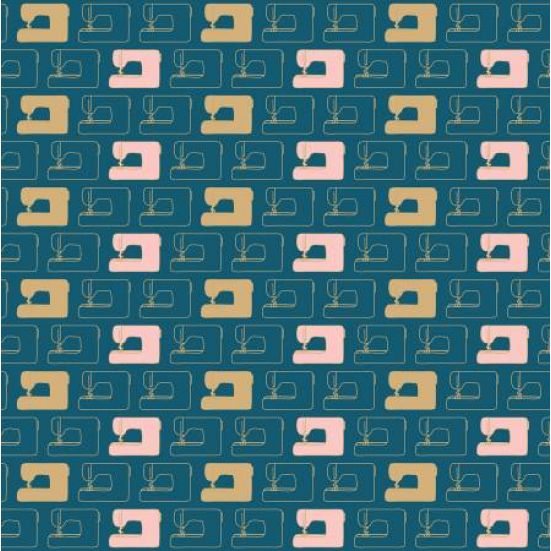 Riley Blake, Teal Sewing Machines Cotton