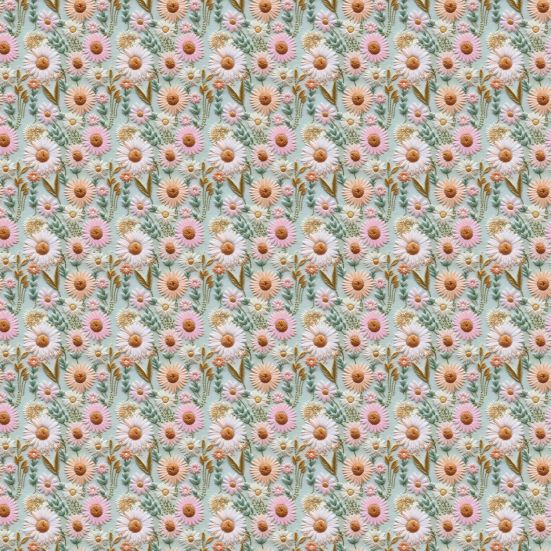 3D Pastel Daisies polycotton