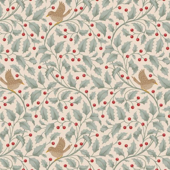 Tilda Merry Little Christmas Holly Duck Egg Cotton
