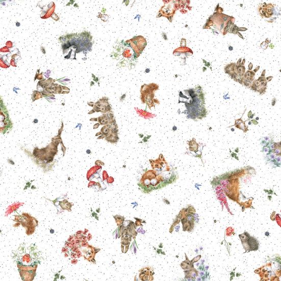 Wrendale Bramble Patch Animals White Cotton