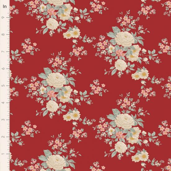 Tilda Merry Little Christmas Carol Burgundy Cotton