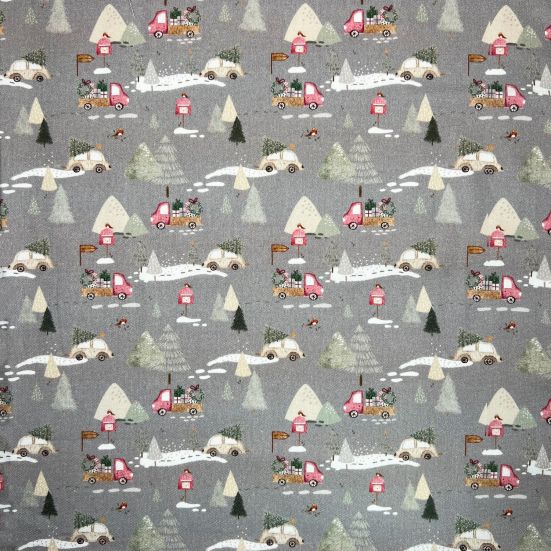 A Winter Christmas, Grey Cotton Panama