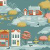 Tilda Village Life Village Teal Cotton