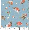 Wrendale one snowy day birds blue cotton