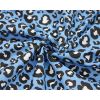 Polycotton, Blue with Black and White Print