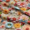 3d Embroidered Flowers Cotton